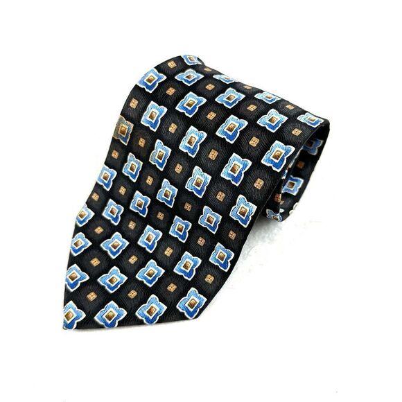 Palio Black and Blue Patterned Silk Tie 3.75‎ x 59 - Picture 2 of 6